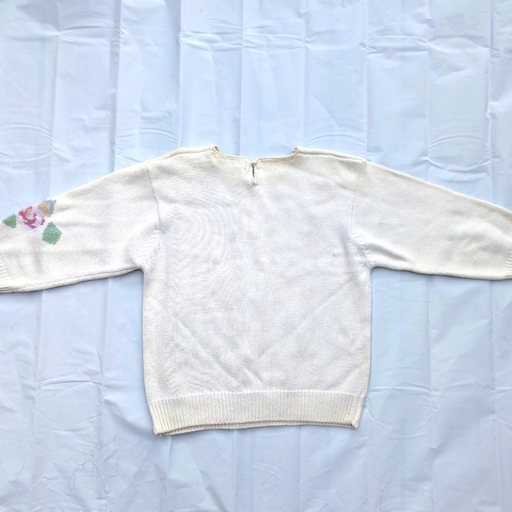 Floral Patterned Cream Sweater - Picture 7 of 8